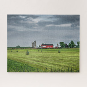 Farms   Red Barn & Silo in Spring Jigsaw Puzzle