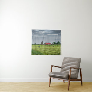 Farms   Red Barn & Silo in Spring Tapestry