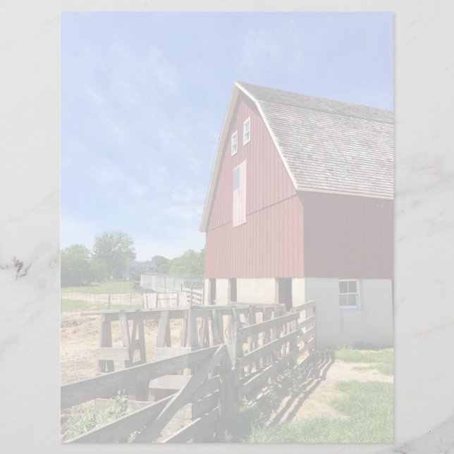 Farms | Red Barn With American Flag (Front)