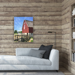 Farms Red Barn With American Flag Canvas Print