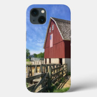 Farms | Red Barn With American Flag