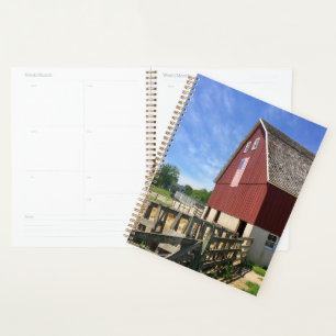 Farms   Red Barn With American Flag Planner