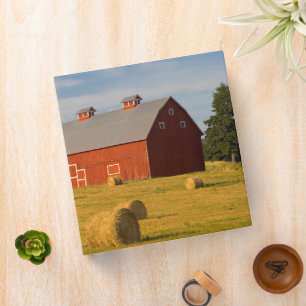 Farms   Red Barns Near Hay Bales Binder