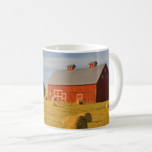 Farms   Red Barns Near Hay Bales Coffee Mug