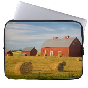 Farms Red Barns Near Hay Bales Laptop Sleeve