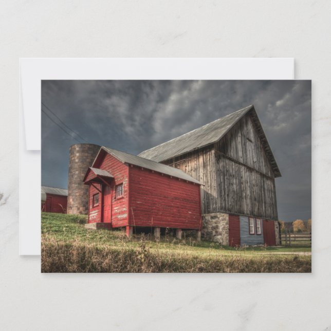 Farms | Red Wooden Barn in Michigan Thank You Card (Front)
