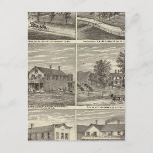 Farms, residences, stores postcard