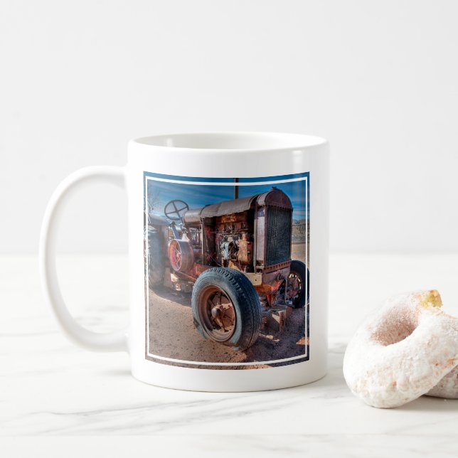 Farms | Rusty Antique Tractor Coffee Mug (With Donut)