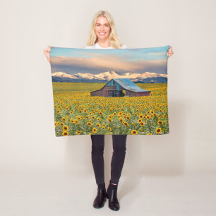Farms Sunflower Field Fleece Blanket
