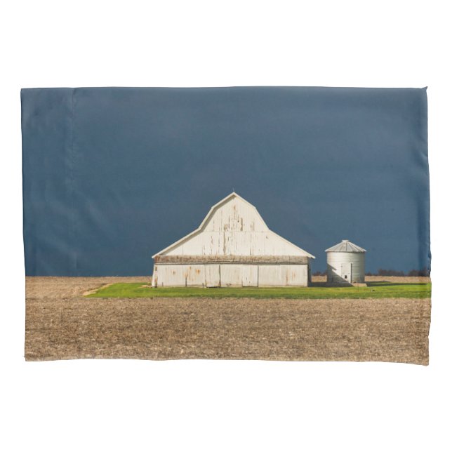 Farms | White Barn & Silo Pillowcase (Front)