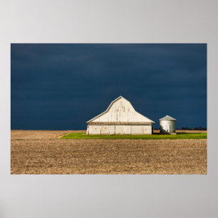 Farms   White Barn & Silo Poster