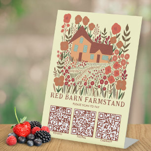FARMSTAND Farmers Market SCAN TO PAY QR Farmhouse  Pedestal Sign