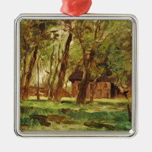 Farmstead under Trees Metal Ornament
