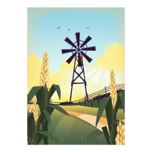 Farmyard and windmill photo print
