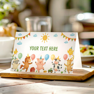 Farmyard Animals Birthday Party Food Tent Place Card