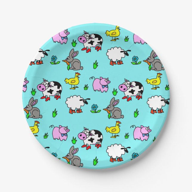 Farmyard Animals Paper Plates (Front)