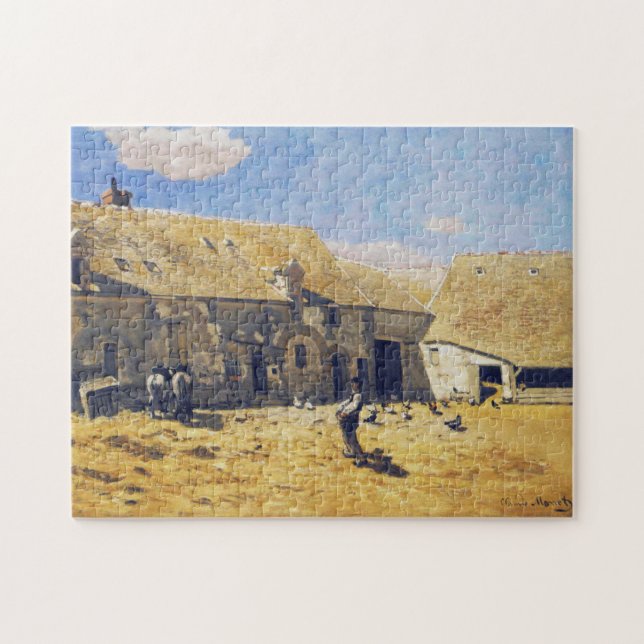 Farmyard At Chailly Monet Fine Art Jigsaw Puzzle (Horizontal)