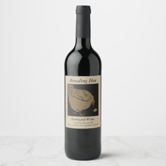Farmyard Brooding Hen Template - Chicken and Egg Wine Label (Front)
