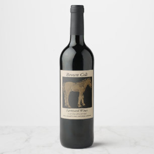 Farmyard Brown Colt Template - Young Horse Wine Label
