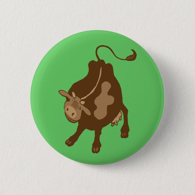 farmyard cow 2 inch round button (Front)