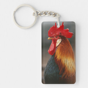 Farmyard Domestic Rooster Keychain