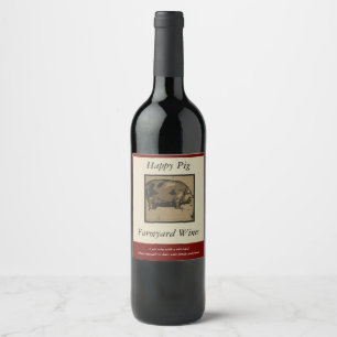 Farmyard Happy Pig Template Wine Label