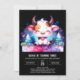 Farmyard Online Cow Birthday Invitation