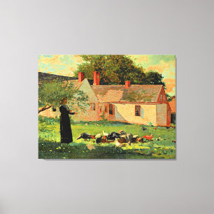 Farmyard Scene, famous artwork by Winslow Homer,  Canvas Print