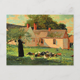 Farmyard Scene, famous artwork by Winslow Homer Postcard