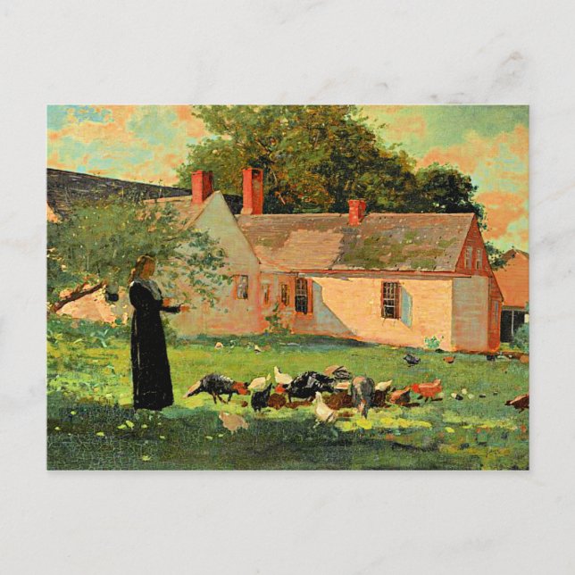 Farmyard Scene, famous artwork by Winslow Homer Postcard (Front)