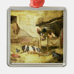 Farmyard Scene Metal Ornament