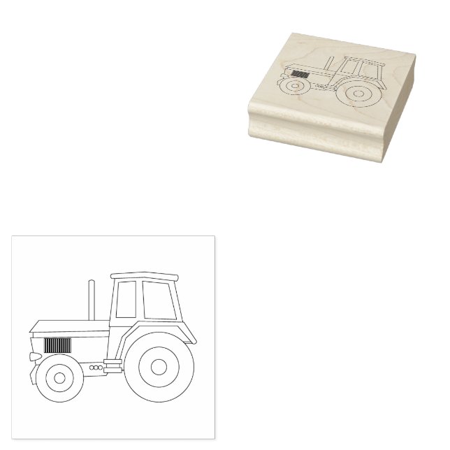 Farmyard Tractor Rubber Stamp (Stamped)