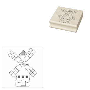 Farmyard windmill rubber stamp