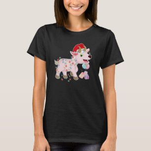 Farmzone Black Goat Christmas Light Xmas Funny Far T-Shirt