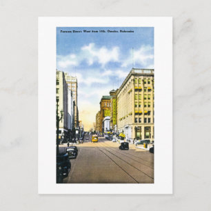 Farnam Street, West from 14th, Omaha, Nebraska Postcard