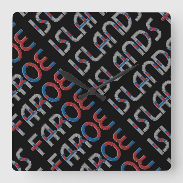Faroe Islands Denmark Flag Colours Typography Square Wall Clock (Front)