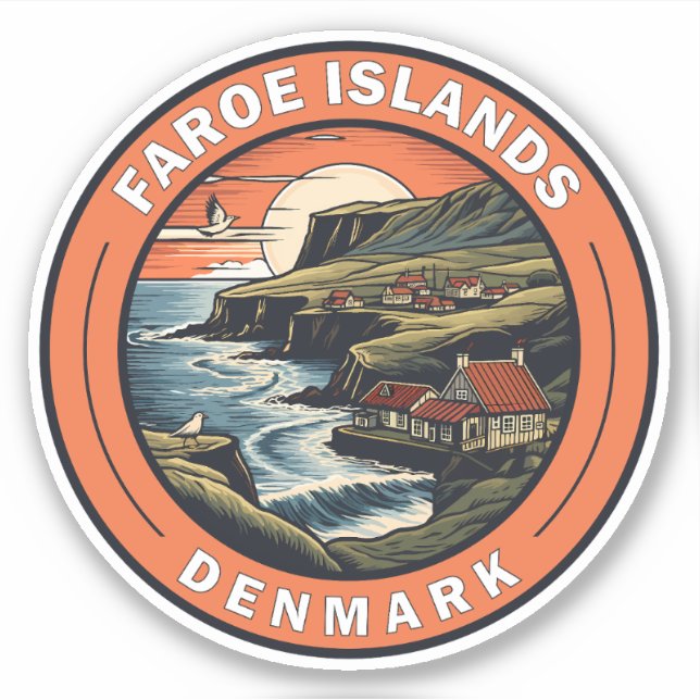 Faroe Islands Denmark Travel Art Badge (Front)