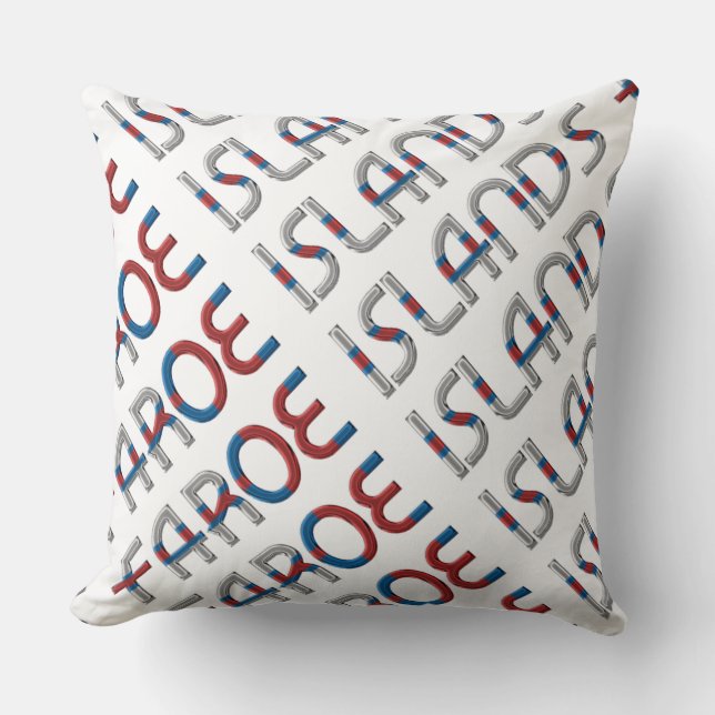 Faroe Islands Flag Colours Typography Souvenir Throw Pillow (Front)