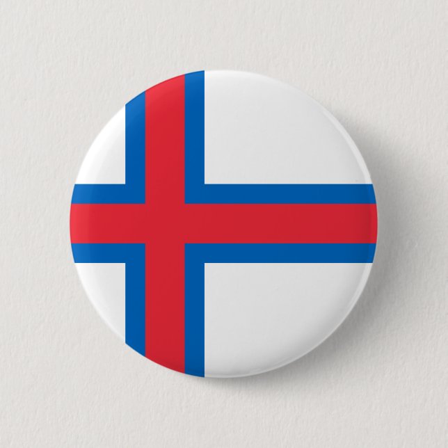 Faroe Islands Flag FO 2 Inch Round Button (Front)