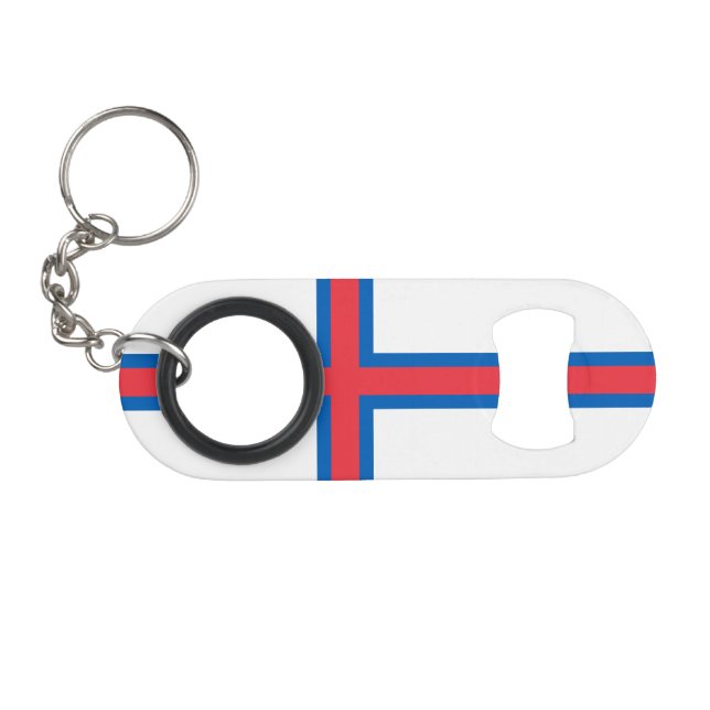 Faroe Islands Flag Keychain Bottle Opener (Front (Horizontal))