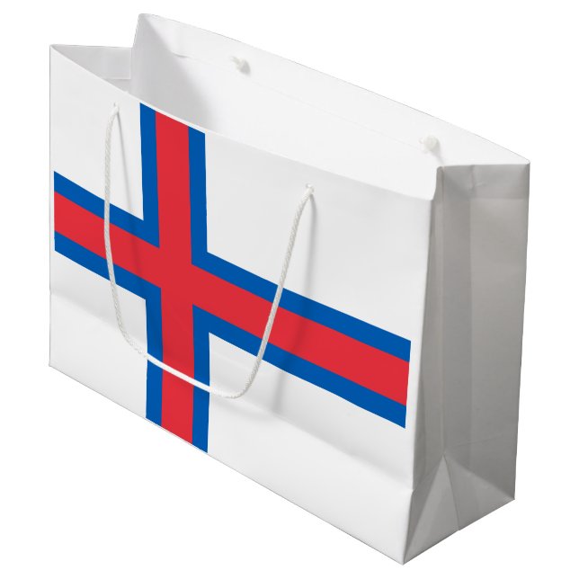 Faroe Islands Flag Large Gift Bag (Front Angled)