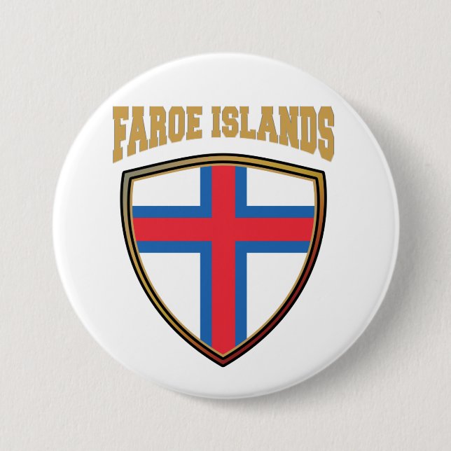 Faroe Islands Flag Shield 3 Inch Round Button (Front)