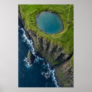 Faroe Islands Floating Lake Aerial Print