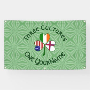 Faroe Islands Ireland USA Shamrock Personalized  Banner