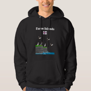 Faroe Islands Puffin Colony Sea Cliffs Faroe flag  Hoodie