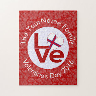 Faroe Islands Red LOVE Flag Personalized Jigsaw Puzzle