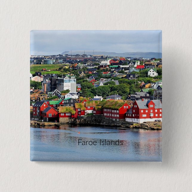 Faroe Islands (Torshavn) 2 Inch Square Button (Front)
