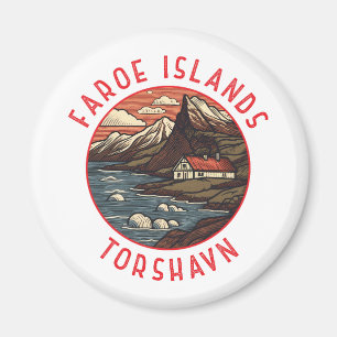 Faroe Islands Tórshavn Retro Distressed Circle Magnet