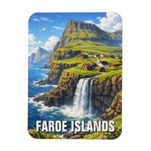 Faroe Islands Waterfall Postcard Magnet