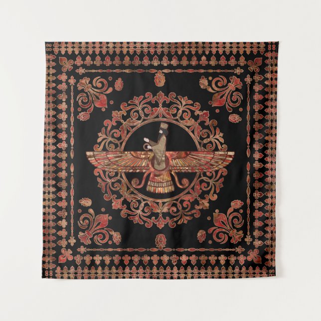 Farohar - Faravahar - Fravashi Marble and Gold Tapestry (Front)